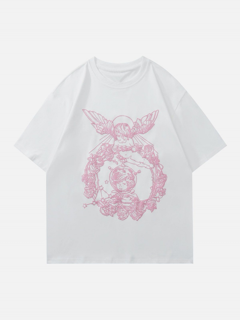 Rouge  T Shirts Aelfric Eden Vintage Angel Print Tee - JXT-5742142